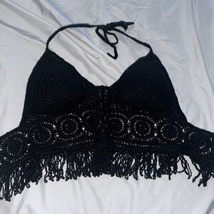 Black Bikini Cover Up Top